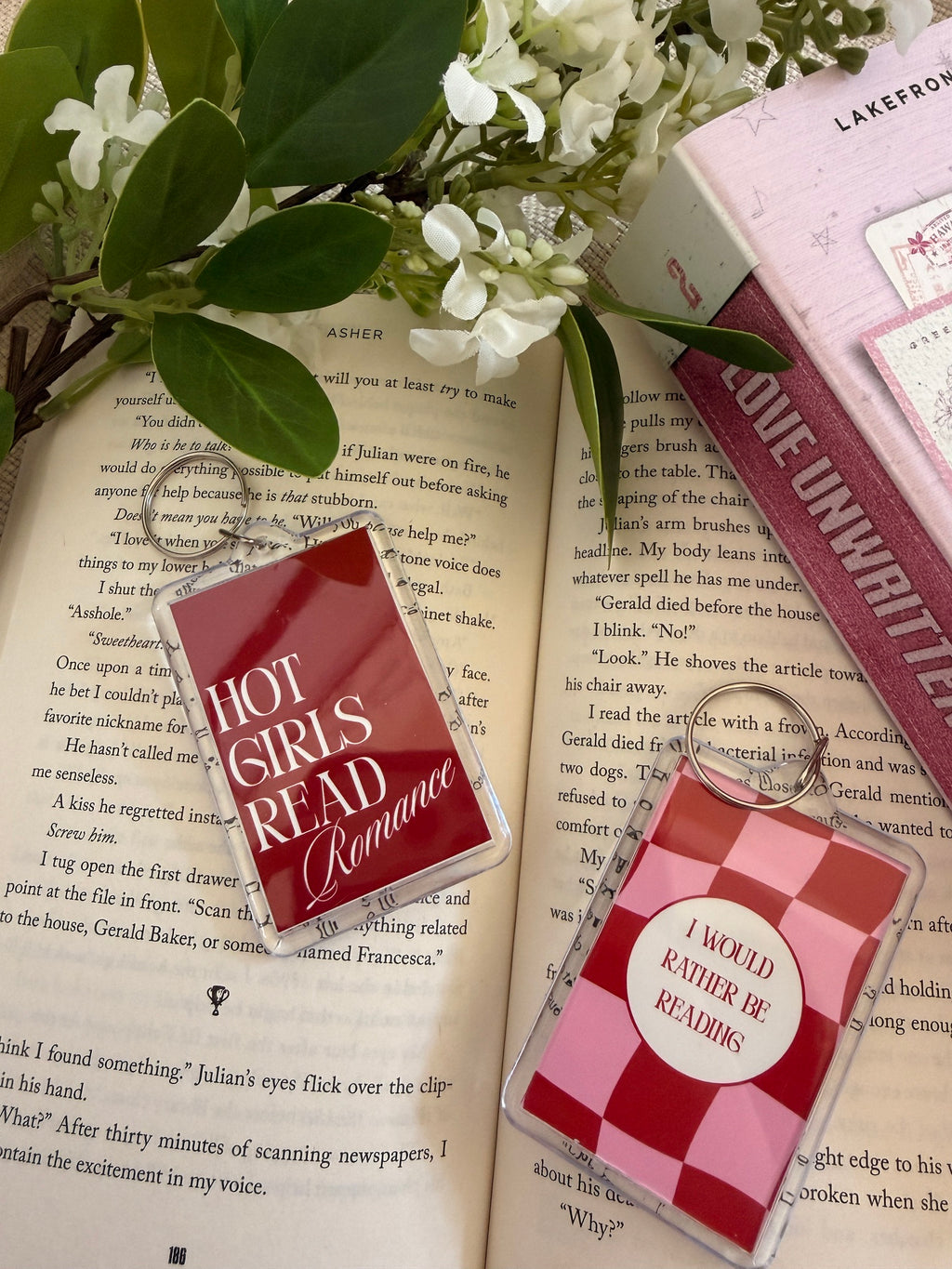 Hot Girls Read Romance Keychain