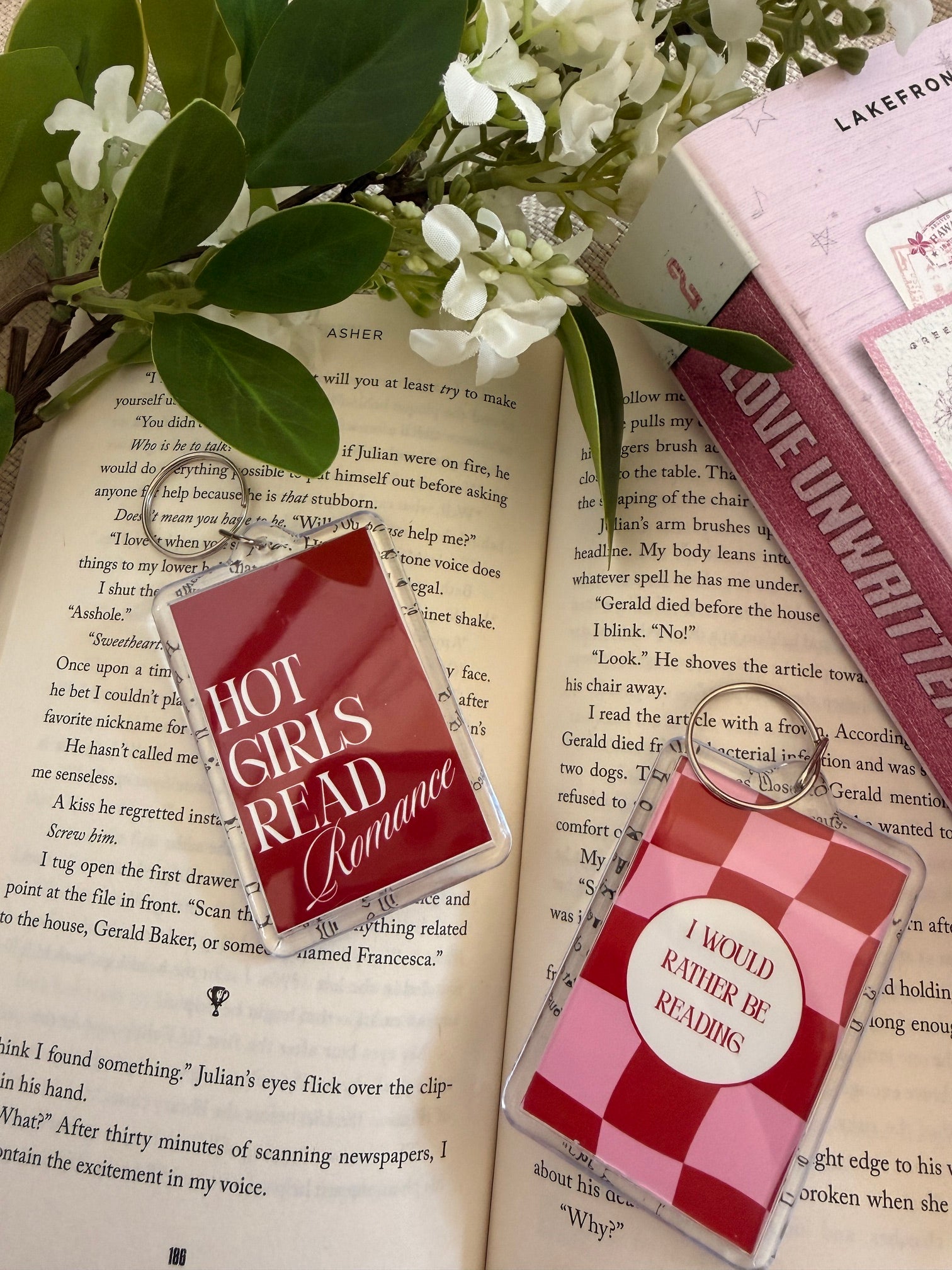 Hot Girls Read Romance Keychain